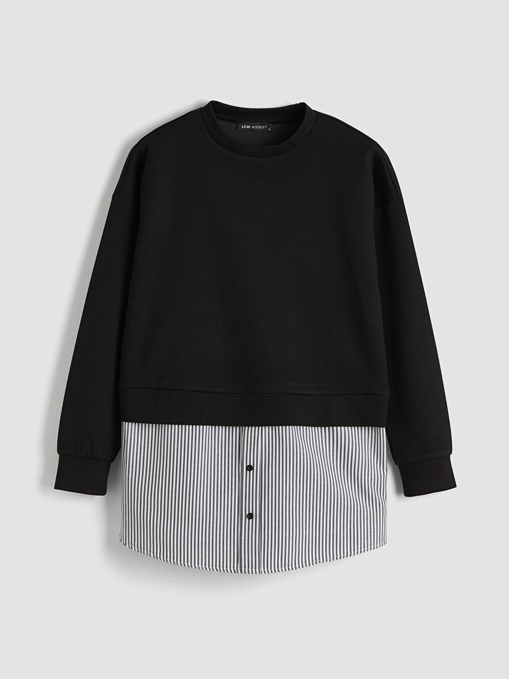 Gömlek Detaylı Kadın Sweatshirt Tunik	-5