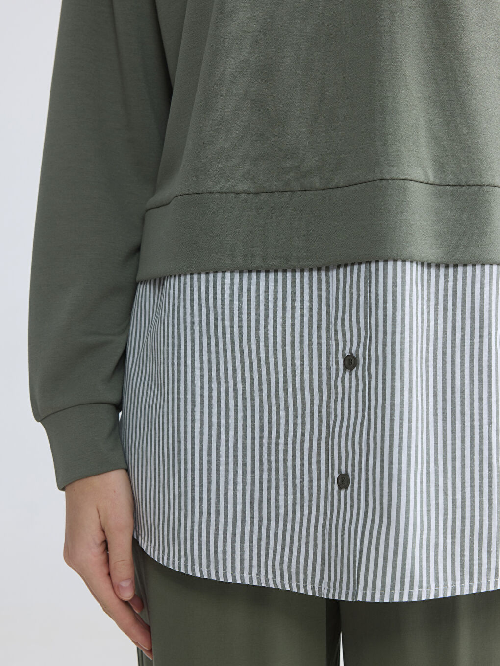 سويت شيرت تونيك بنساء بتفاصيل قميجة بكول مدور-2