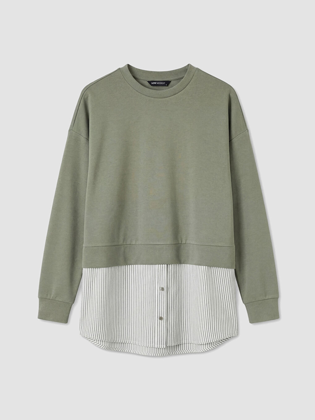 سويت شيرت تونيك بنساء بتفاصيل قميجة بكول مدور-4