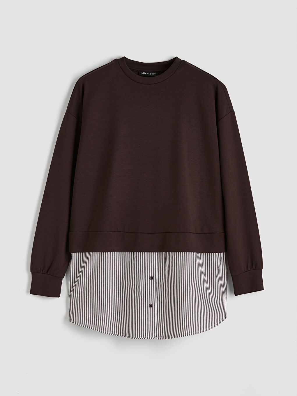 Shirt Detailed Women's Sweatshirt Tunic-5