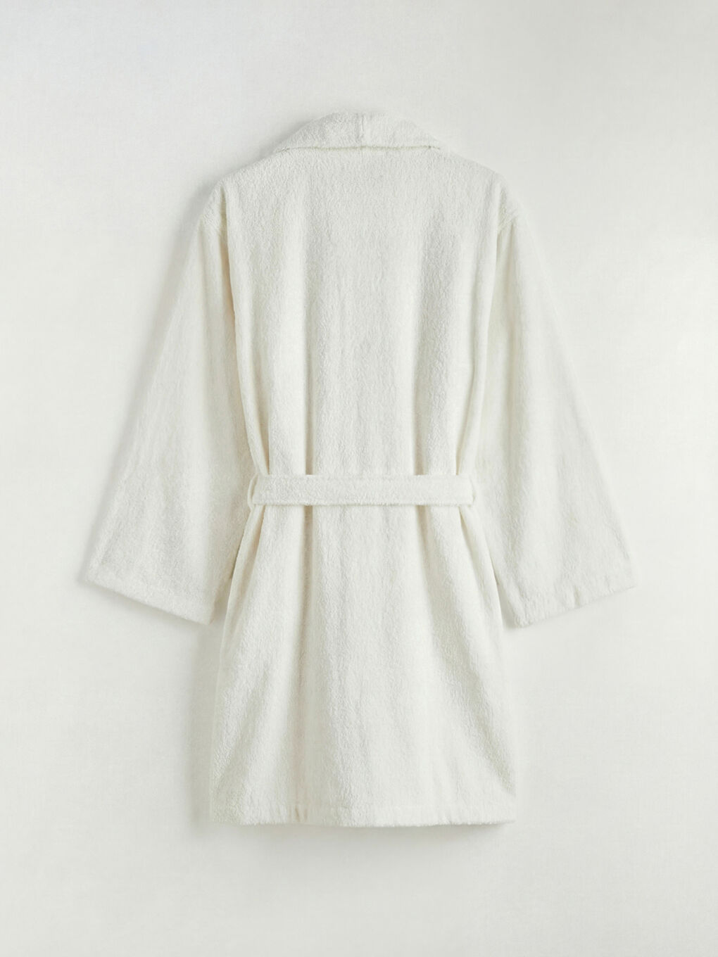 Ekru Çiçek Nakışlı Pamuklu Kadın Bornoz-4