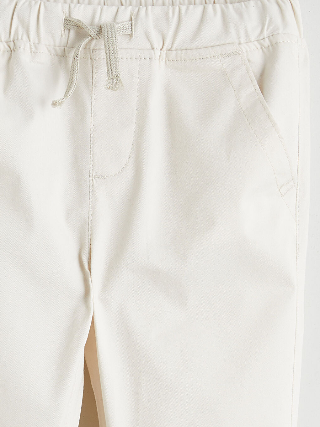 Ekru Beli Lastikli Erkek Çocuk Pantolon-2