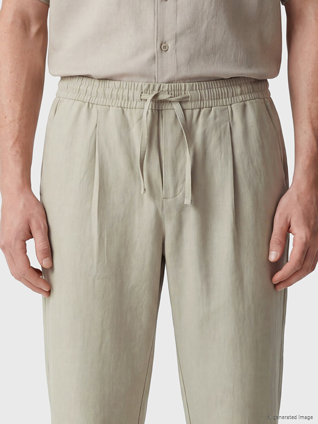 Elastic Waist Pleated Men's Trousers-2