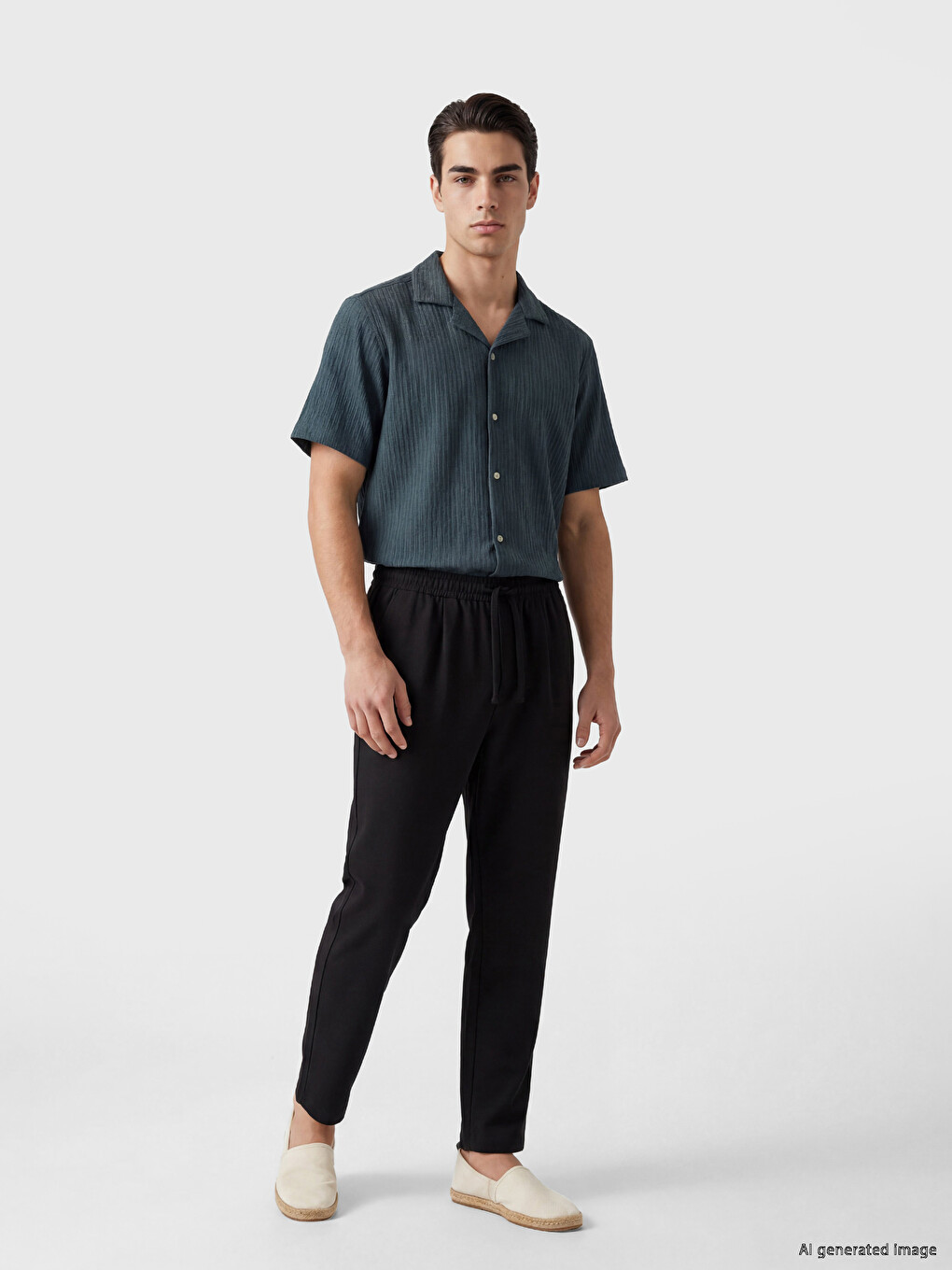 Elastic Waist Pleated Men's Trousers