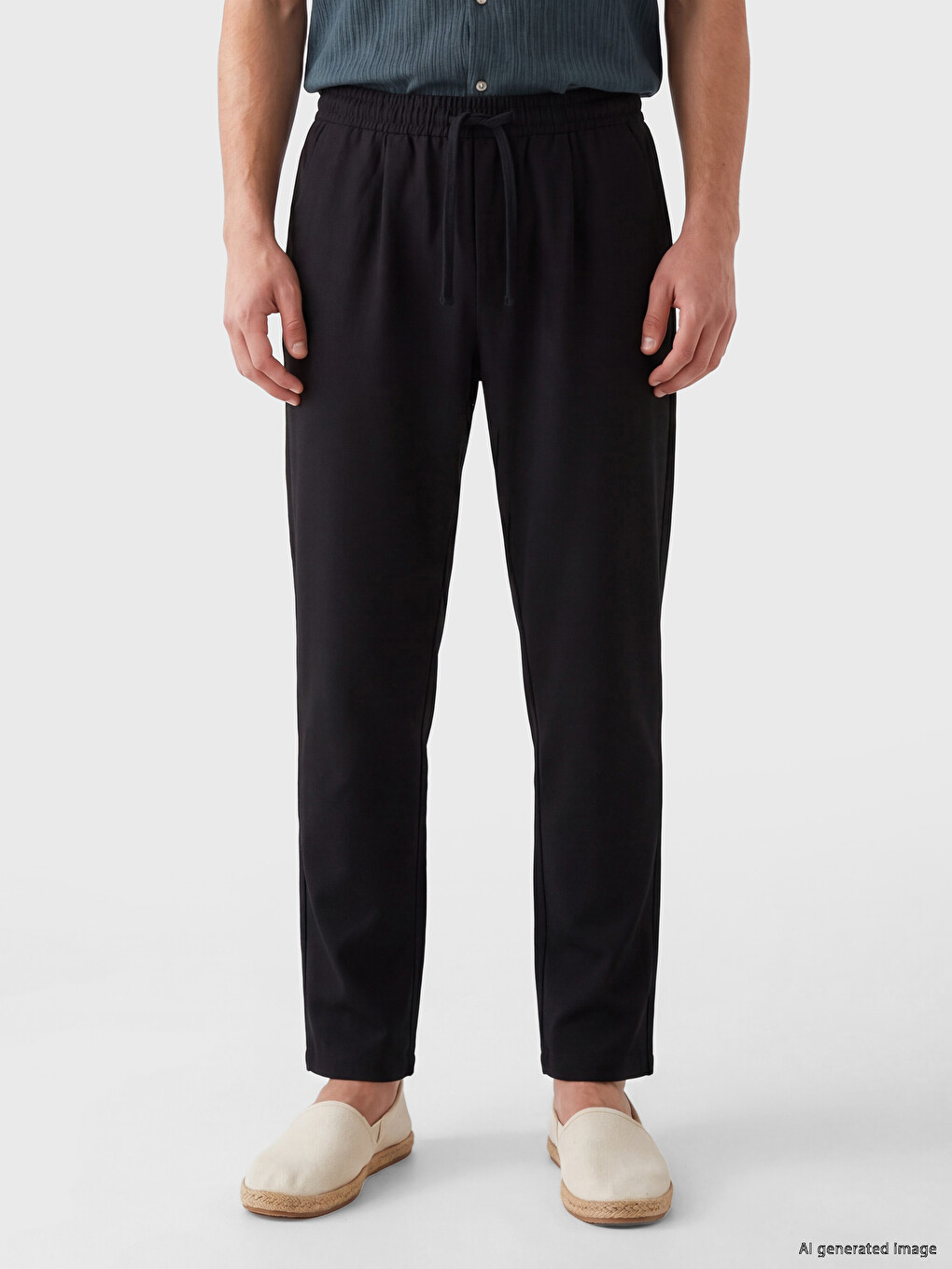 Elastic Waist Pleated Men's Trousers-1