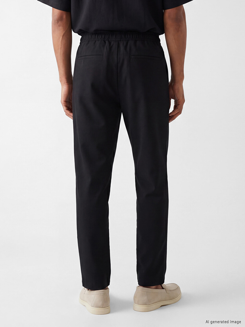 Elastic Waist Pleated Men's Trousers-3