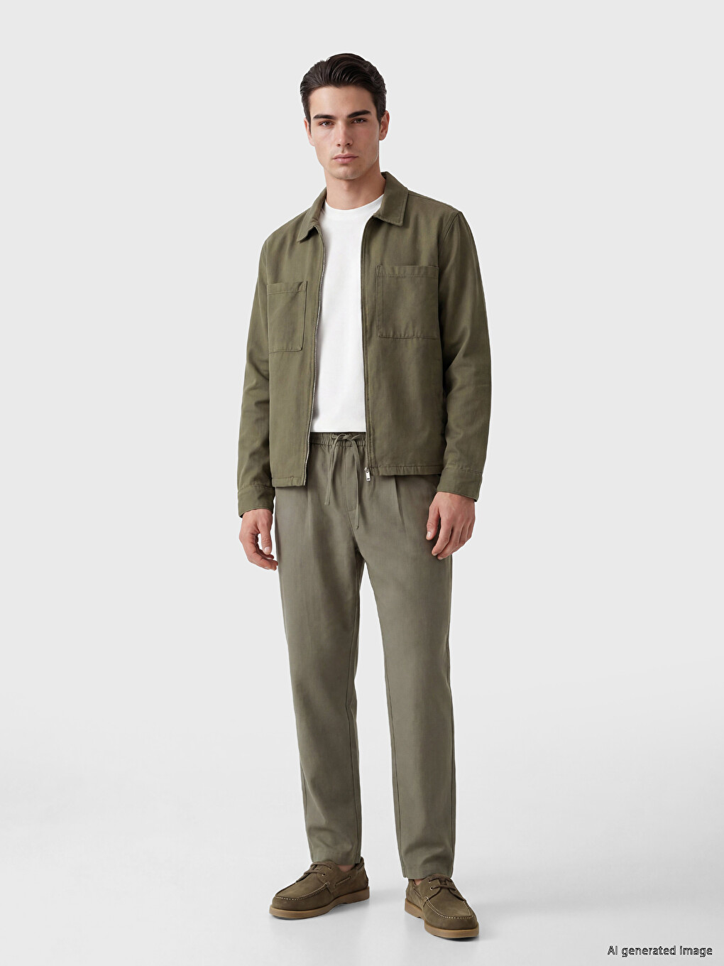 Elastic Waist Pleated Men's Trousers
