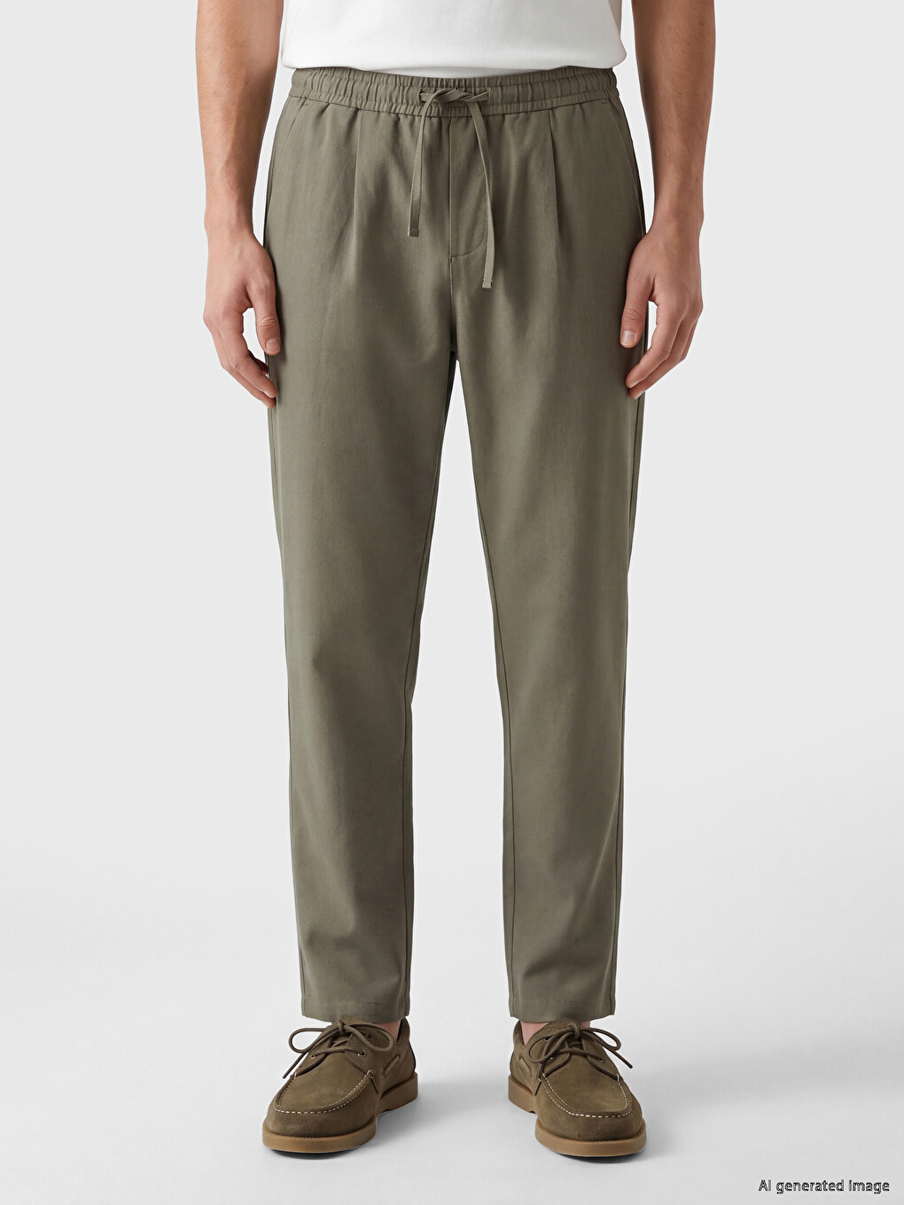 Elastic Waist Pleated Men's Trousers-1
