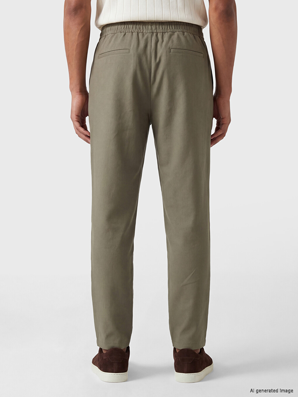 Elastic Waist Pleated Men's Trousers-3
