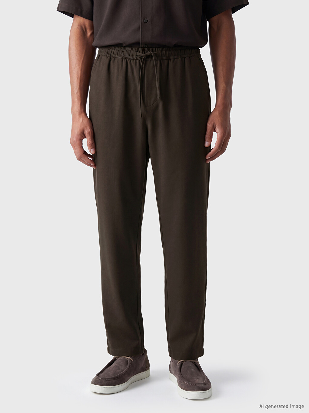 Elastic Waist Pleated Men's Trousers-1