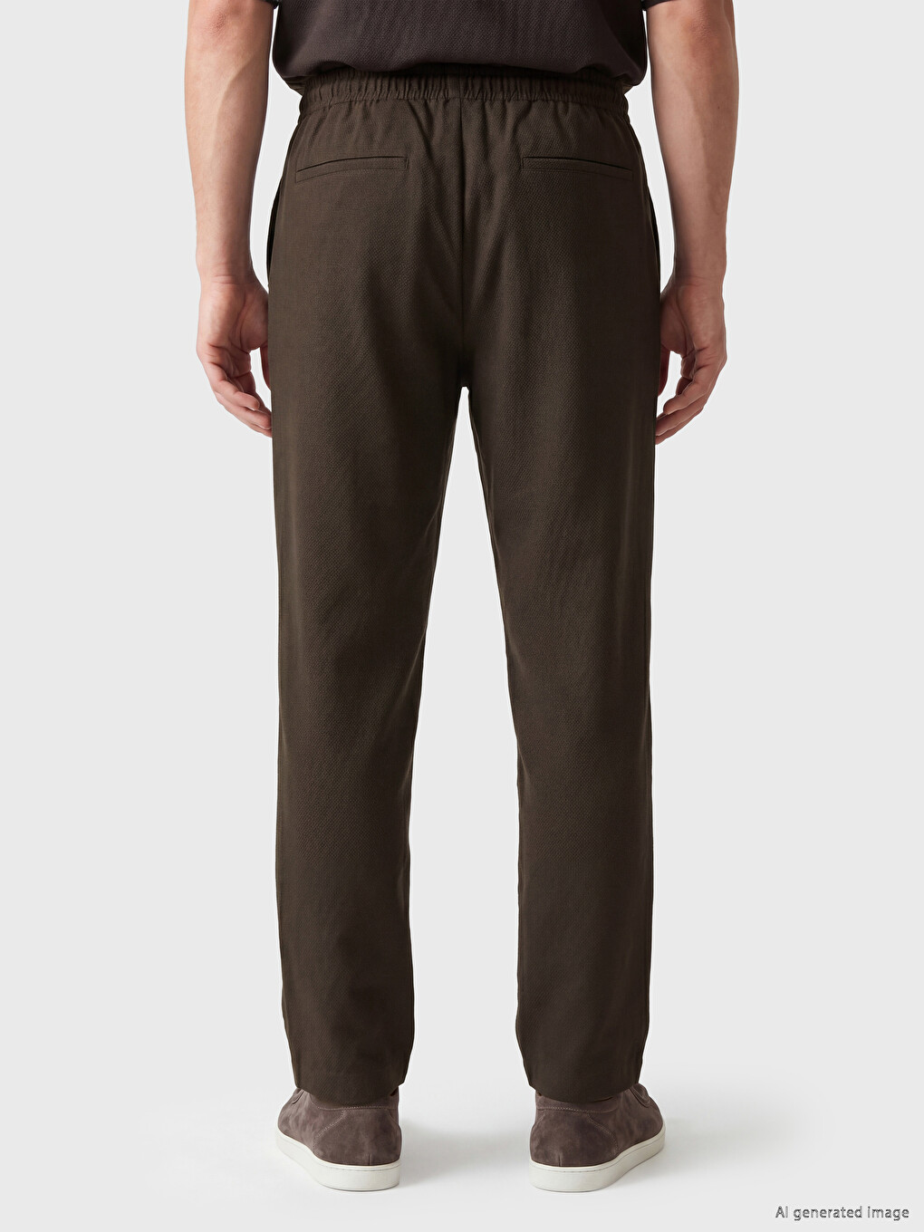 Elastic Waist Pleated Men's Trousers-3