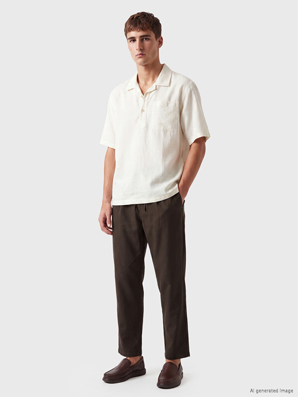 Kahverengi Regular Fit Erkek Pileli Pantolon-2