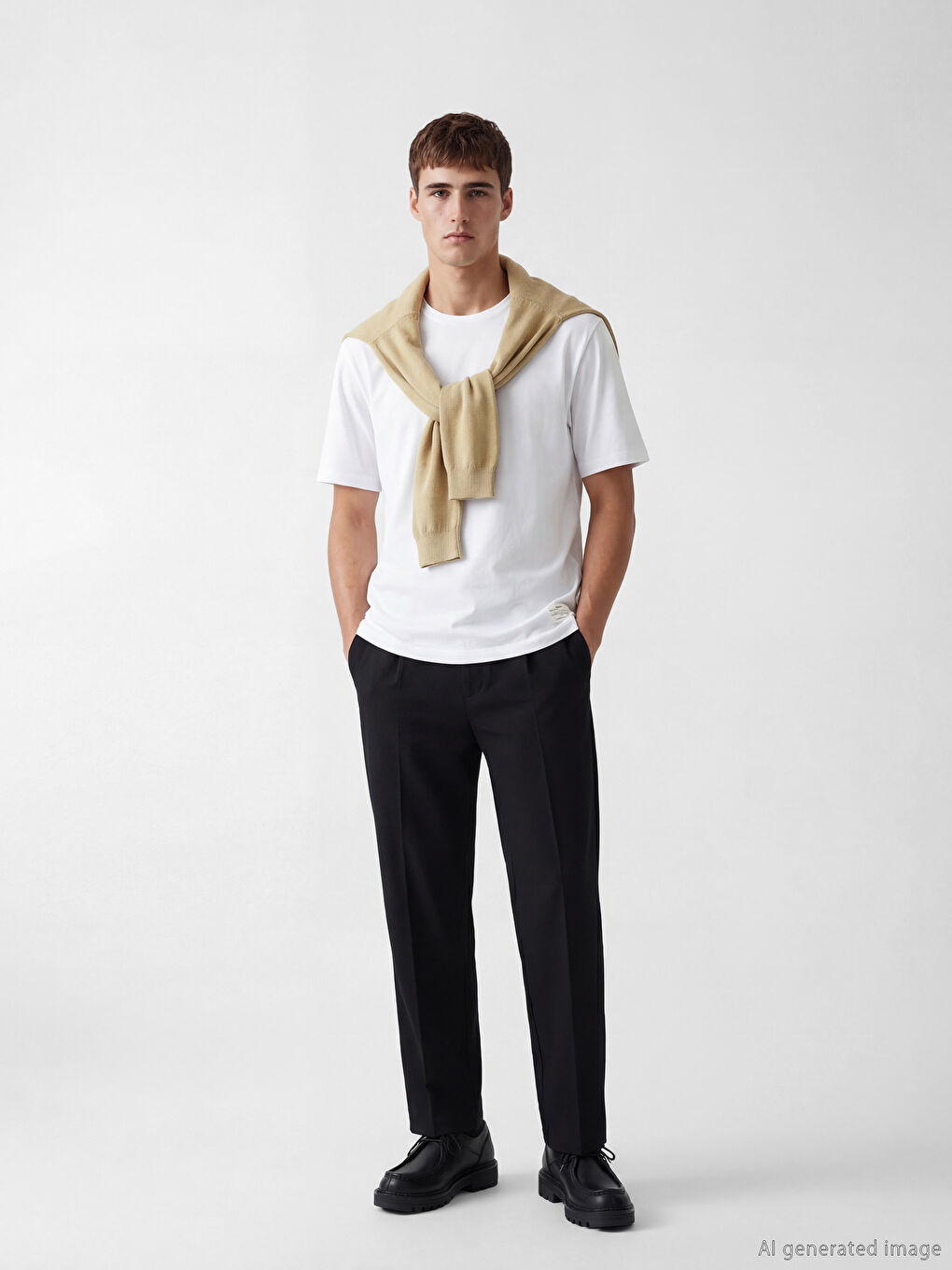 Muške svečane pantalone opuštenog kroja sa faltama