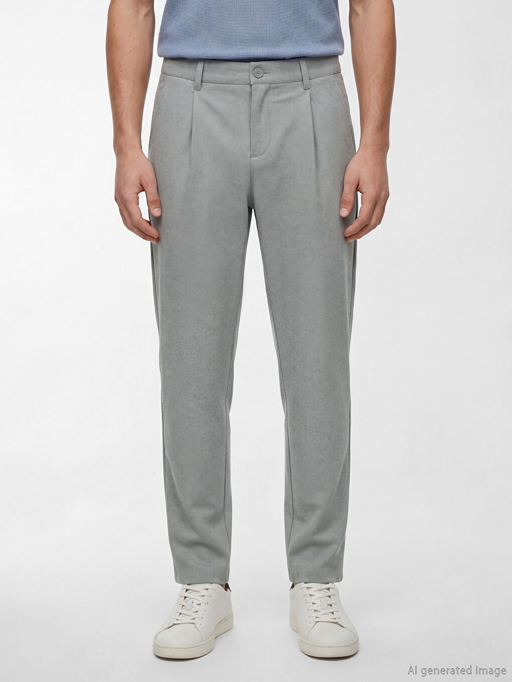 Muške slim fit plisirane pantalone-1