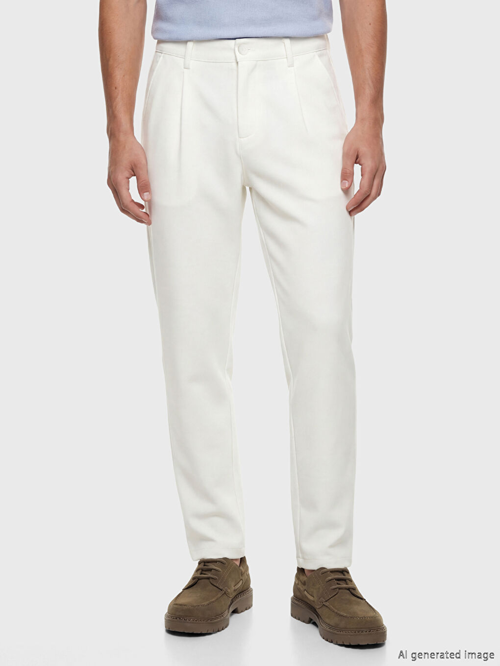 Muške slim fit plisirane pantalone-1