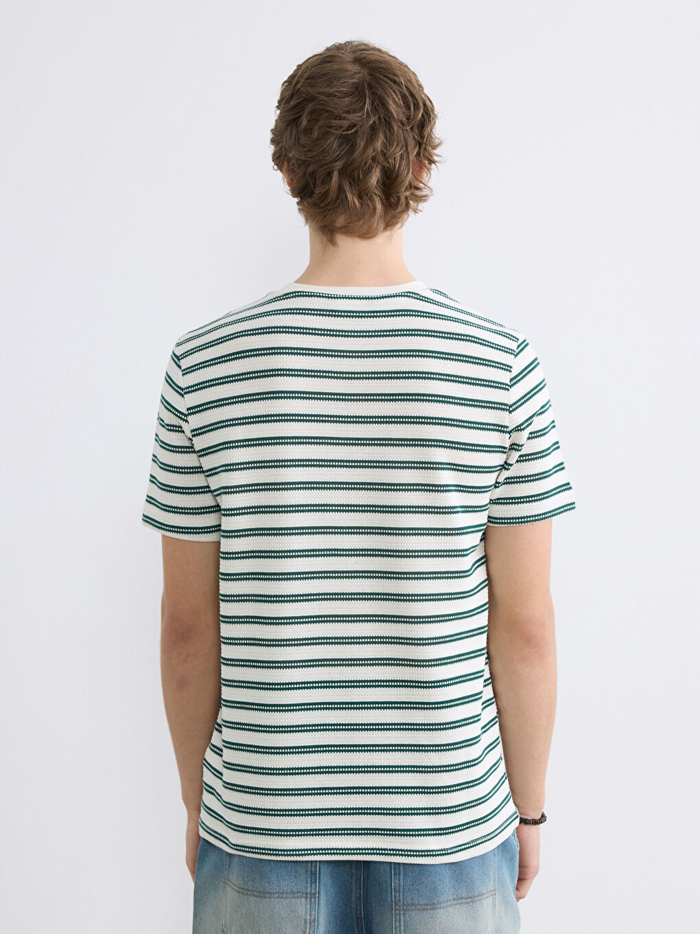 Yeşil Bisiklet Yaka Çizgili Erkek Tişört-3