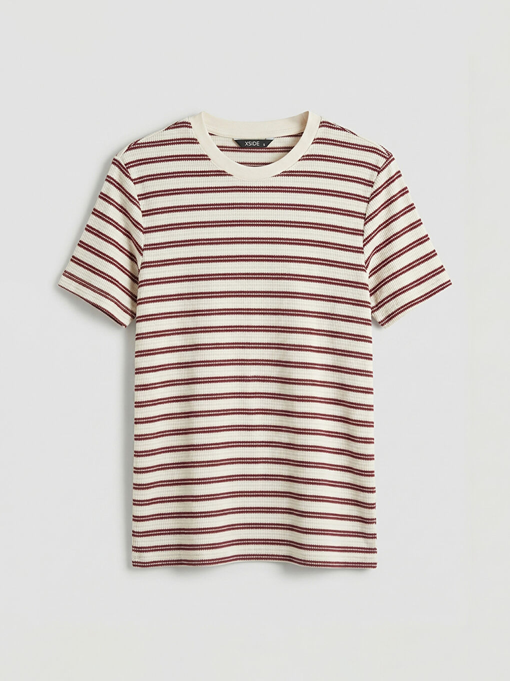 Bordo Bisiklet Yaka Çizgili Erkek Tişört-4