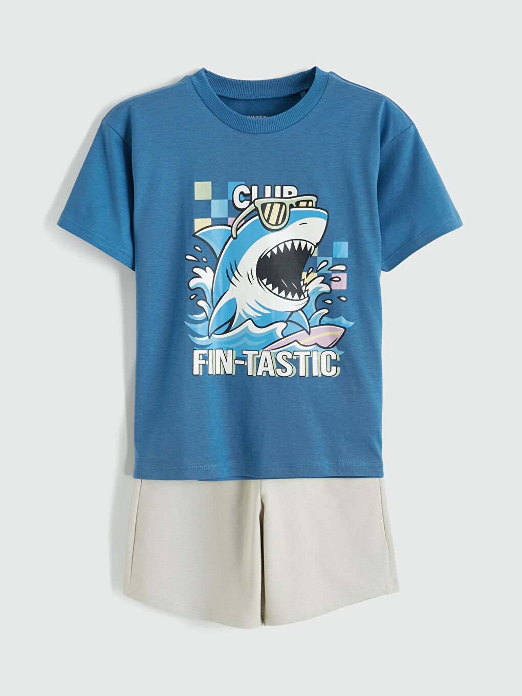 Mavi Baskılı Erkek Çocuk Tişört ve Şort