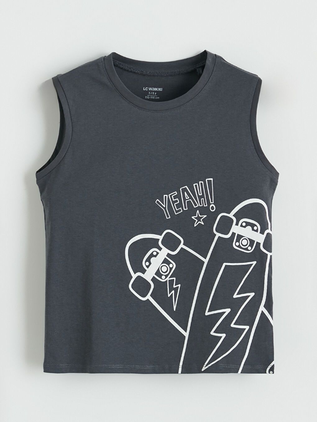 Antrasit Baskılı Erkek Çocuk Kolsuz Pijama Takımı-1