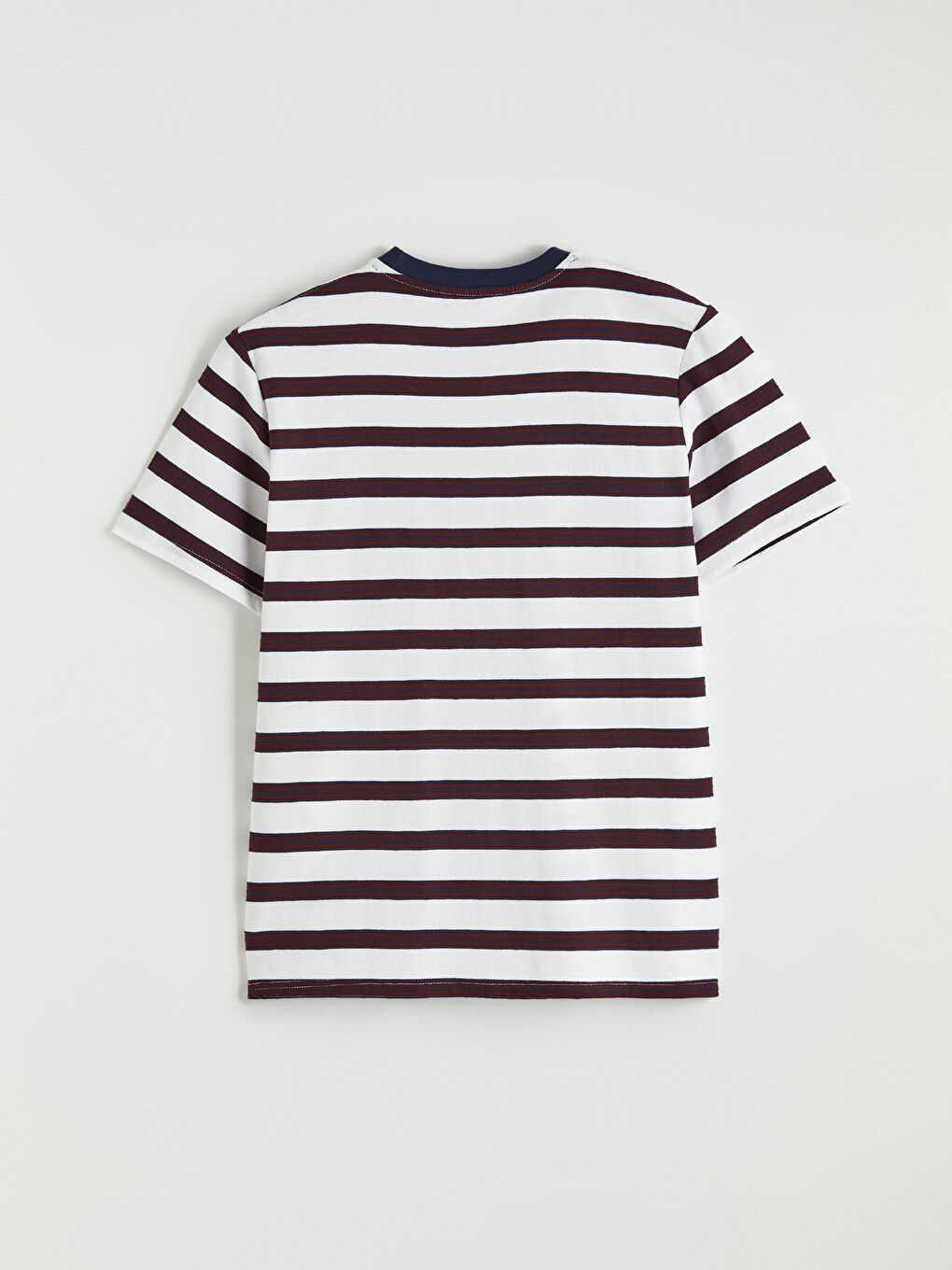Mürdüm Bisiklet Yaka Çizgili Penye Erkek Tişört-2