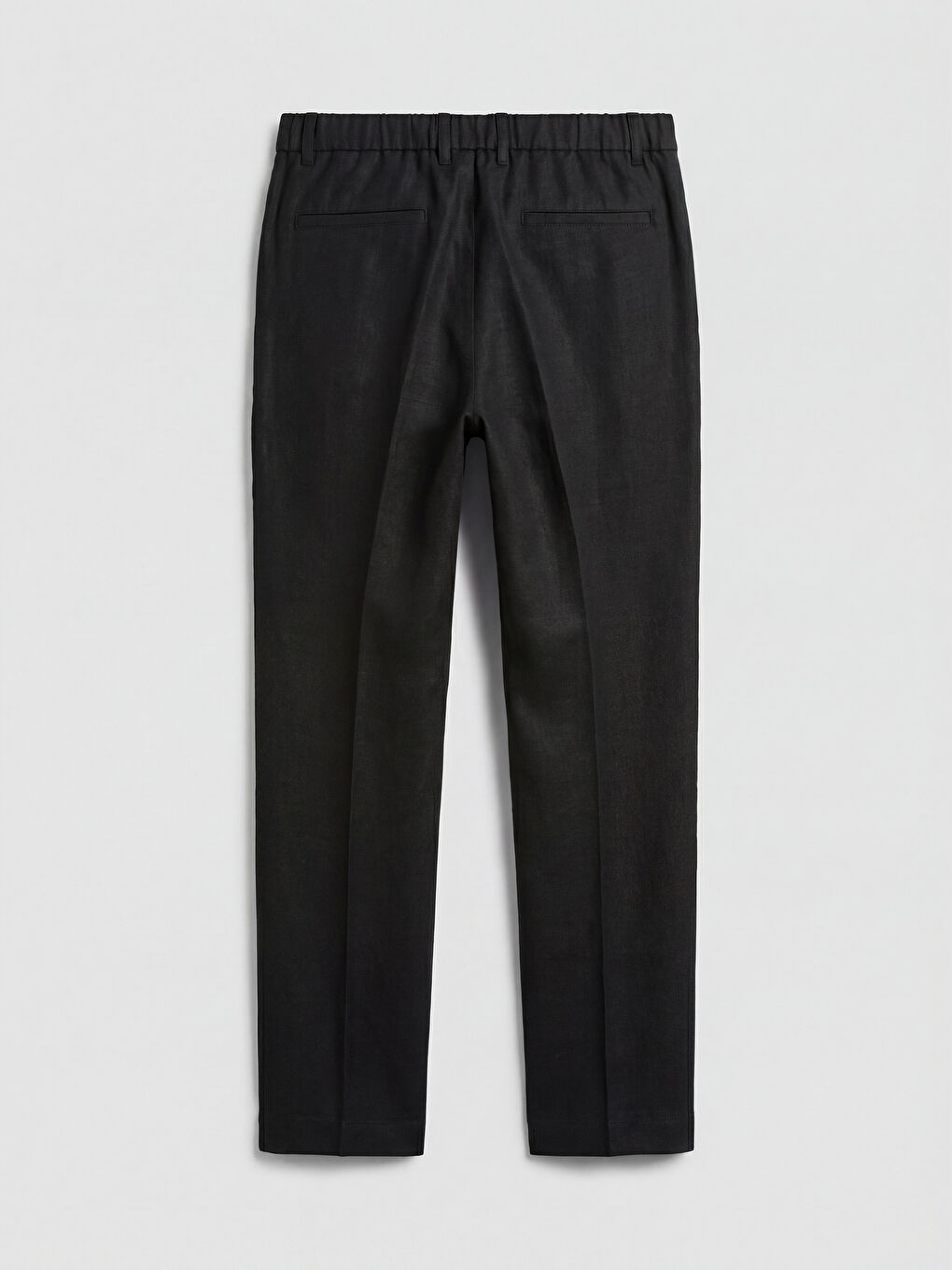 Siyah Regular Fit Keten Karışımlı Erkek Pileli Pantolon-5