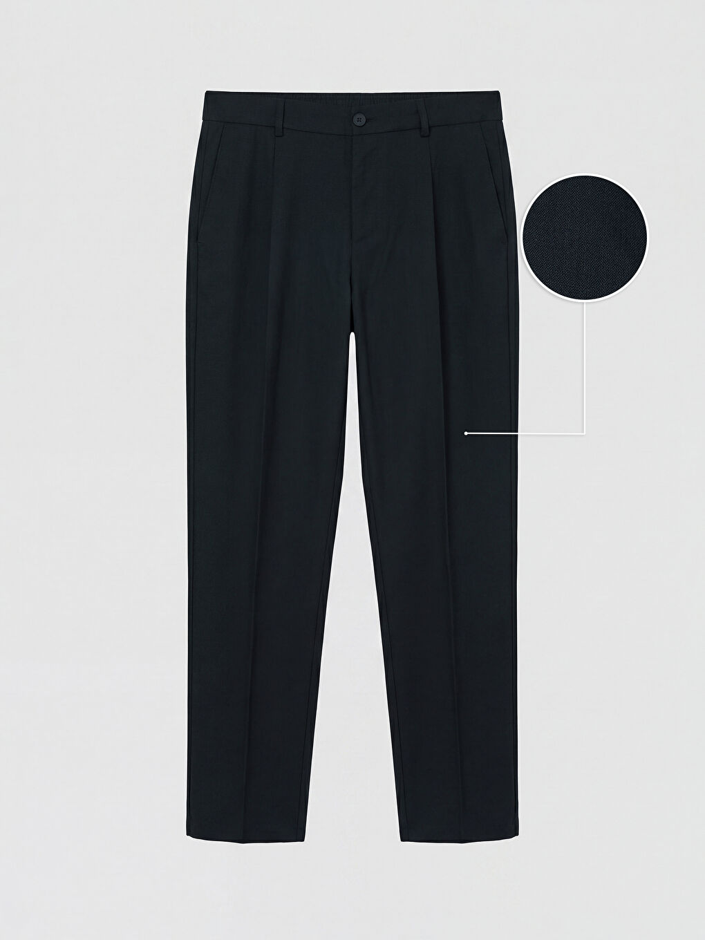 Lacivert Regular Fit Keten Karışımlı Erkek Pileli Pantolon