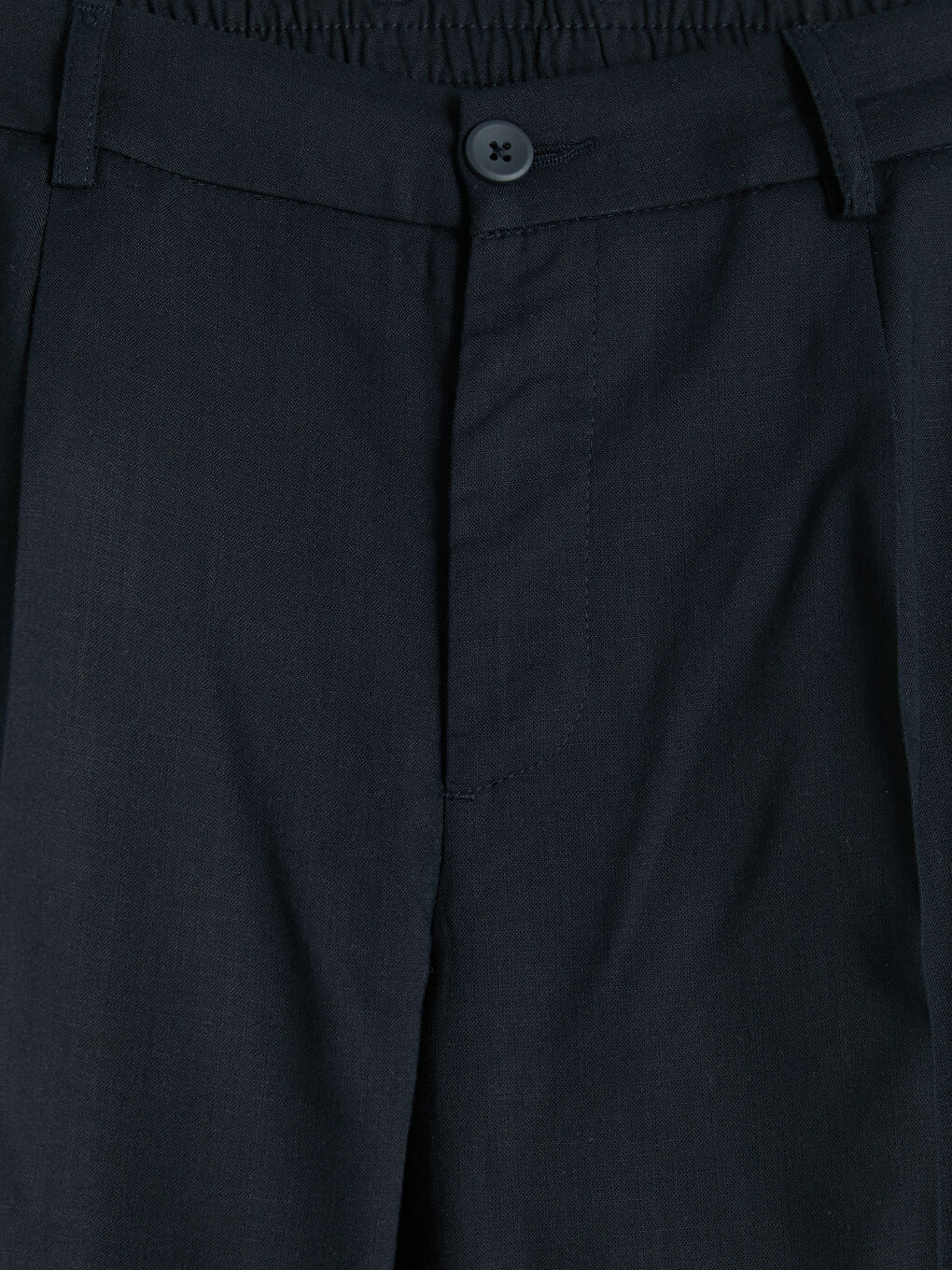 Lacivert Regular Fit Keten Karışımlı Erkek Pileli Pantolon-2