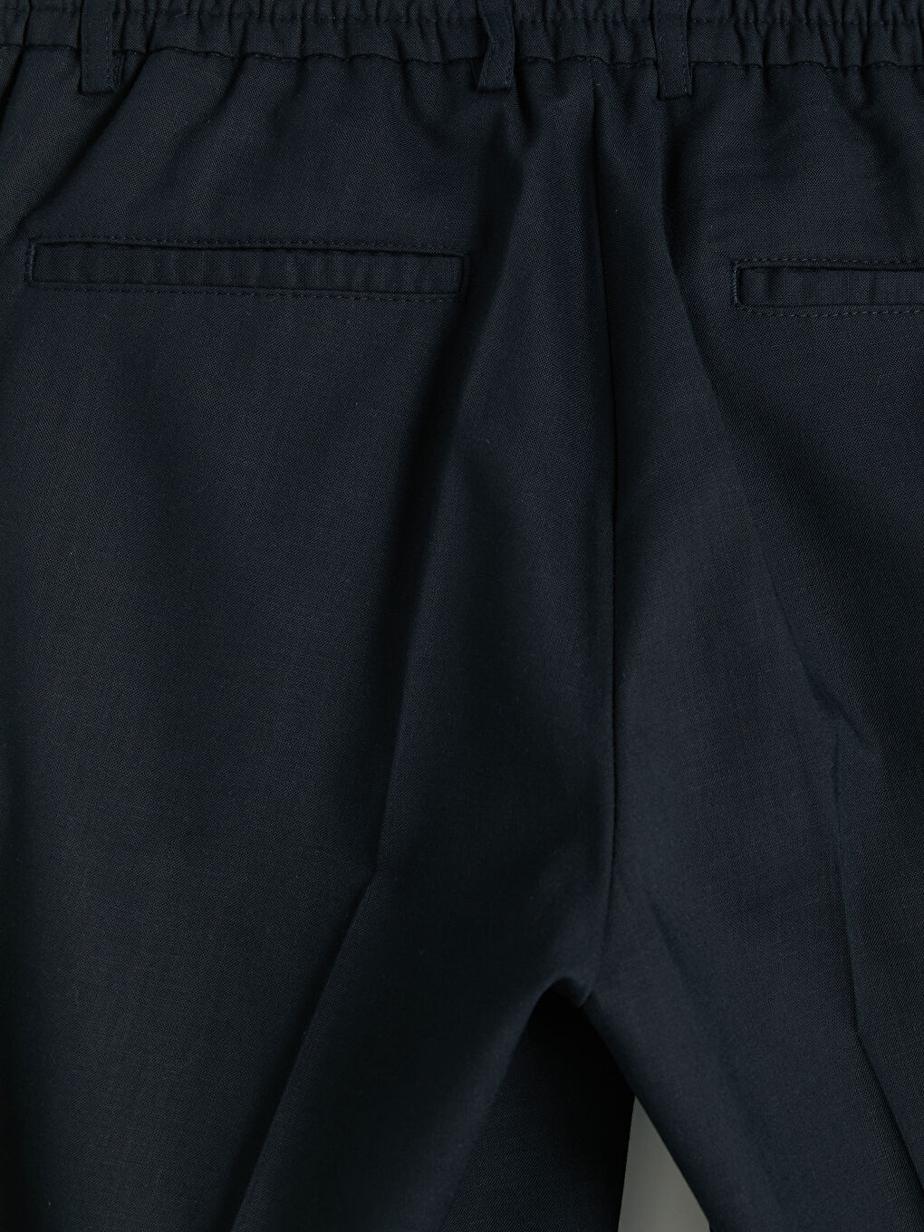 Lacivert Regular Fit Keten Karışımlı Erkek Pileli Pantolon-3