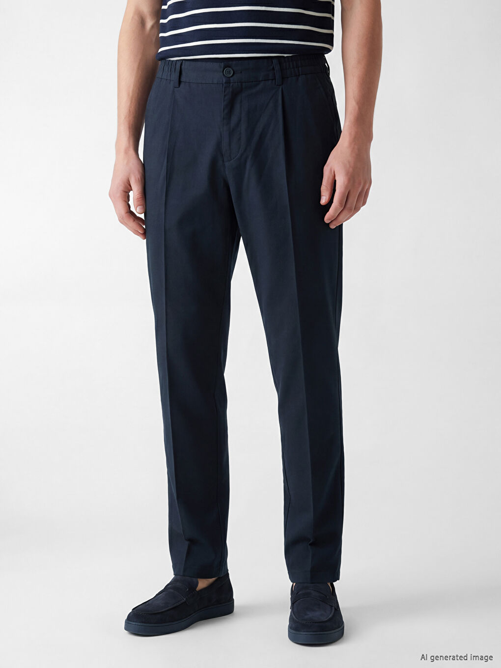 Regular Fit Linen Blend Men's Pleated Trousers-1