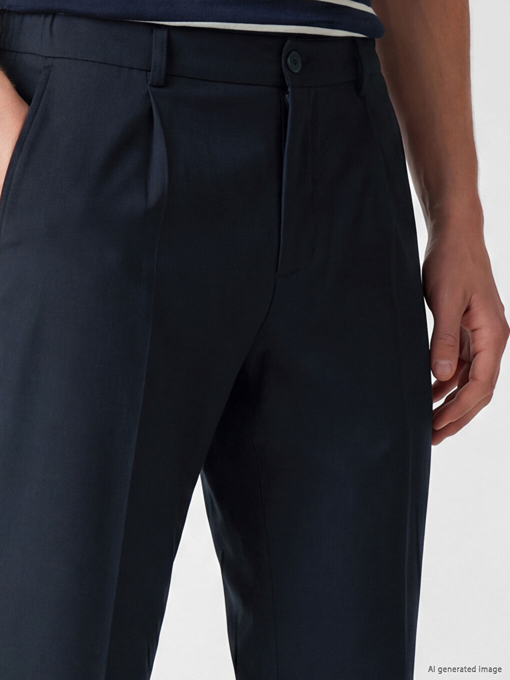 Regular Fit Linen Blend Men's Pleated Trousers-2