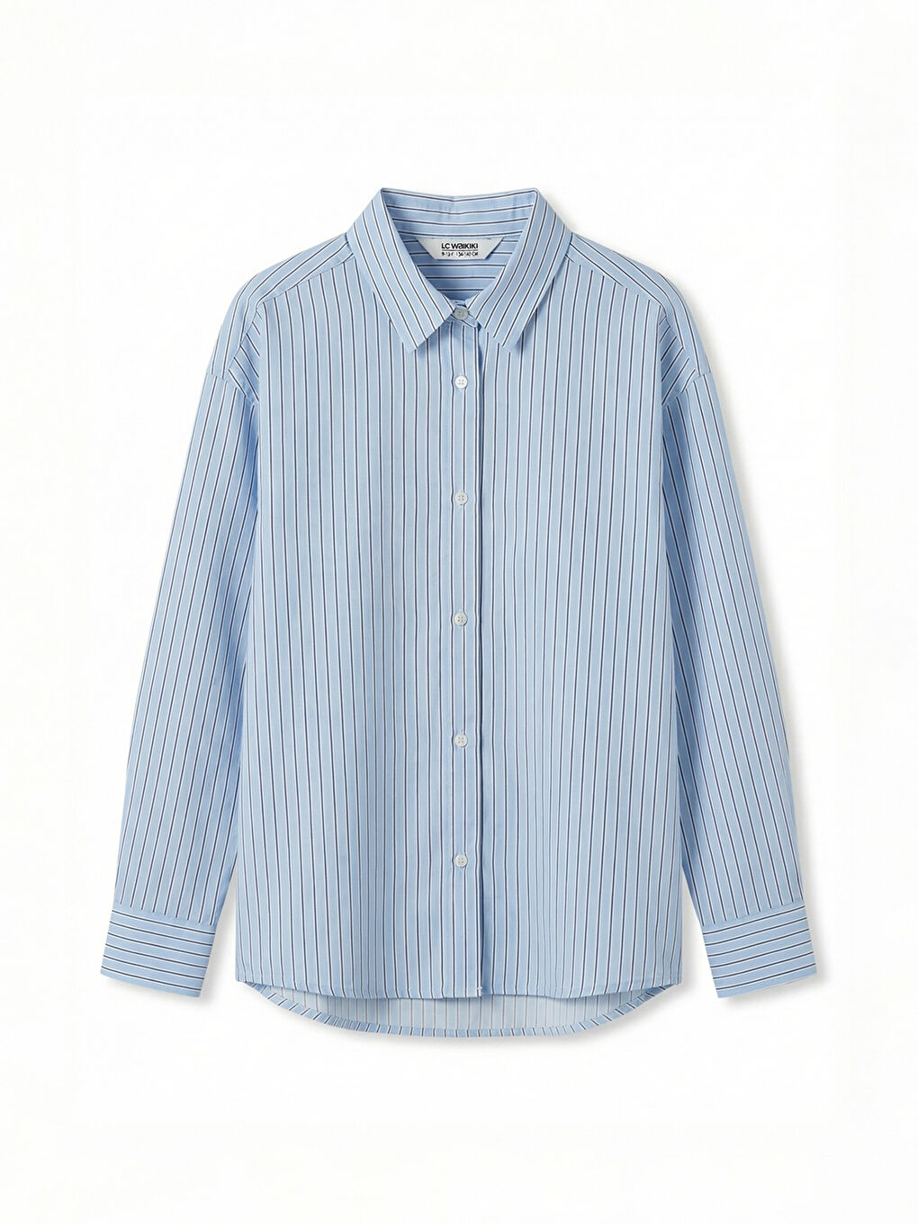 Mavi Kız Çocuk Çizgili Poplin Gömlek