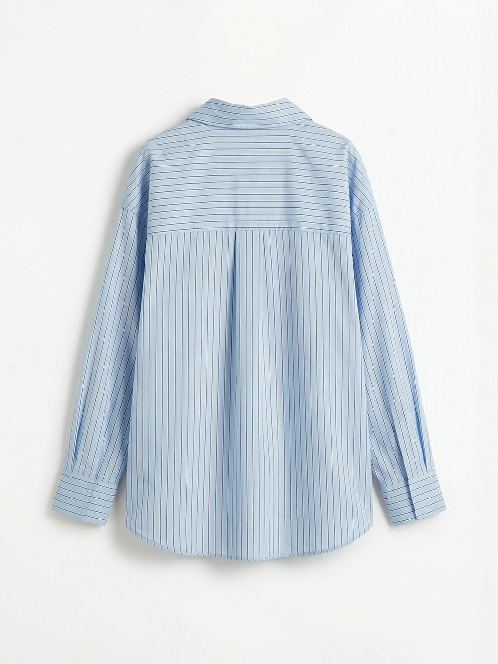 Mavi Kız Çocuk Çizgili Poplin Gömlek-1