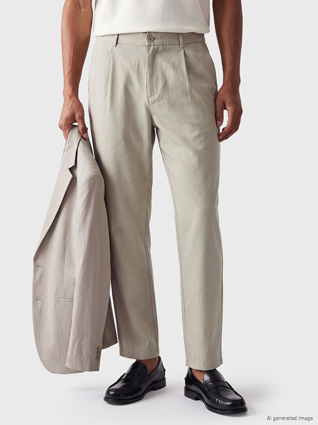 Bej Regular Fit Pileli Erkek Pantolon