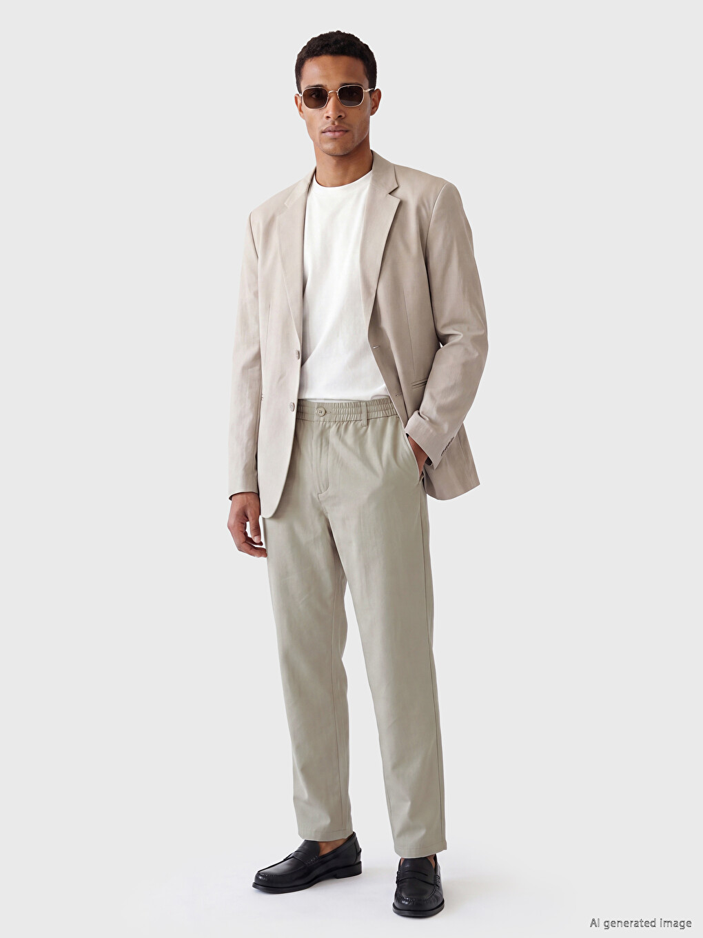 Bej Regular Fit Pileli Erkek Pantolon-1
