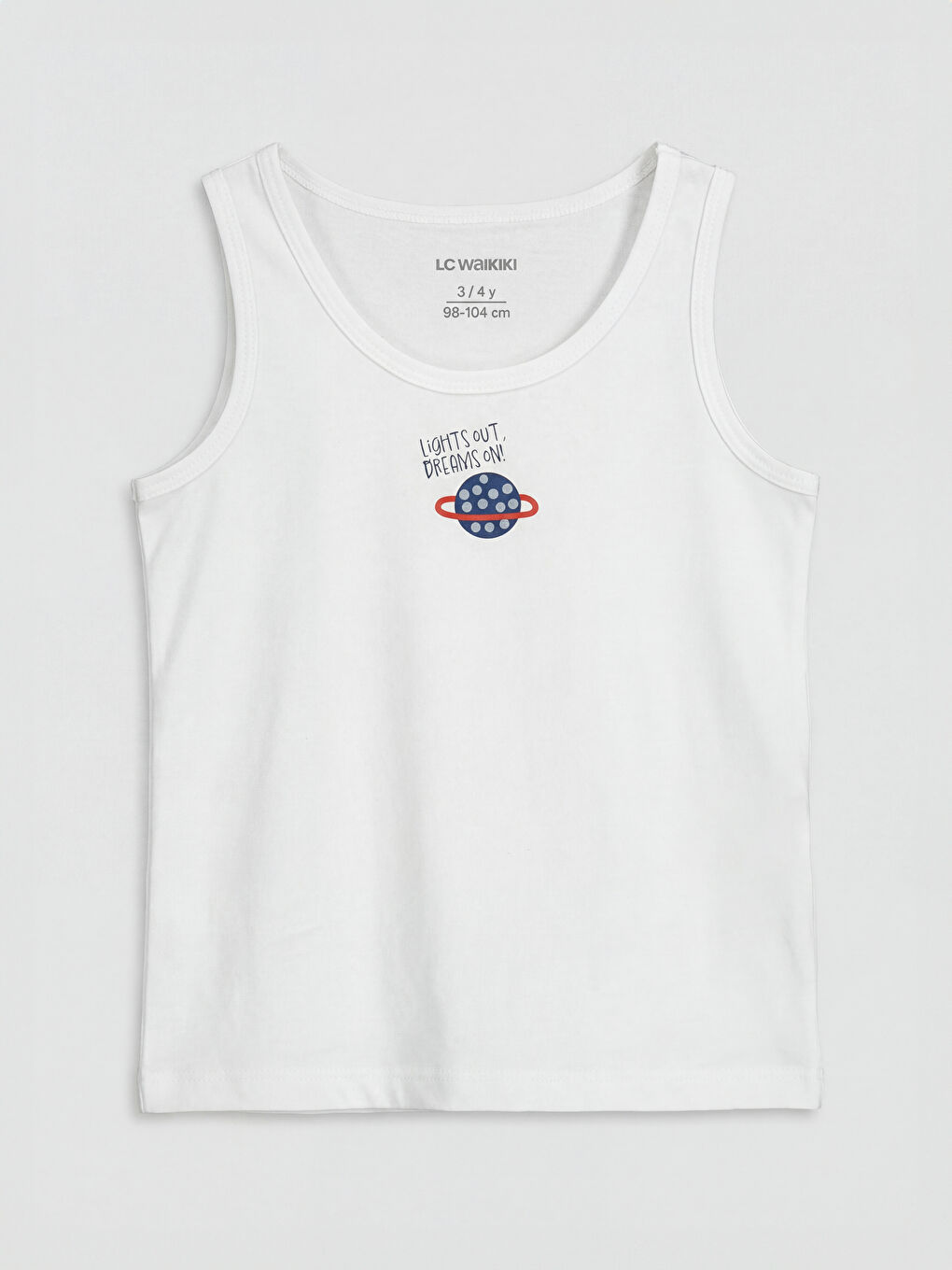 Beyaz Baskılı Erkek Çocuk Atlet