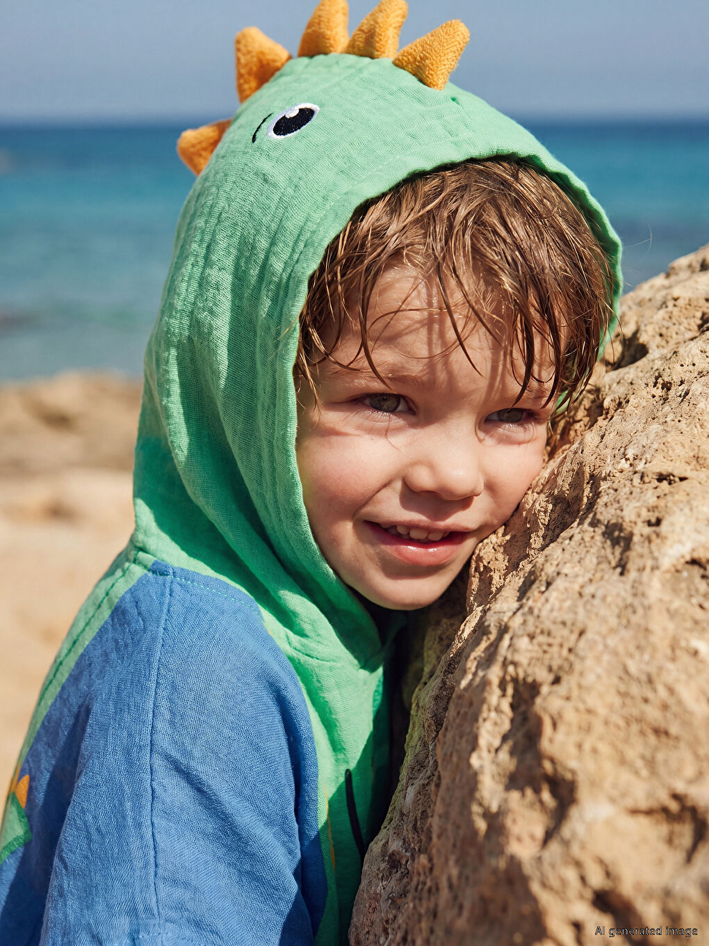 Printed Baby Boys' Poncho Towel-1