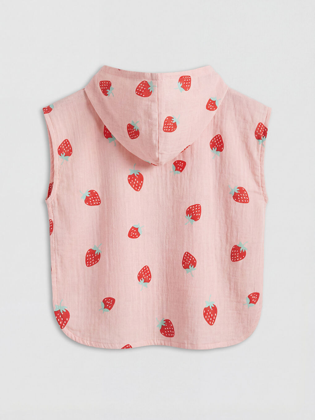 Pembe Çilek Baskılı Kız Bebek Panço Havlu-1