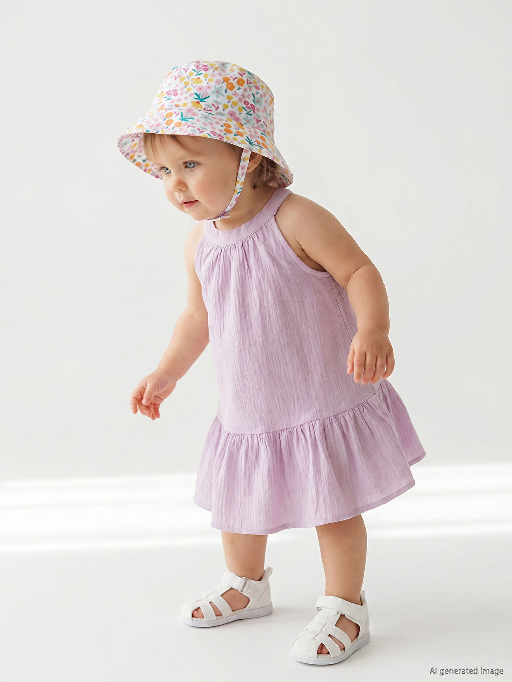 Floral Baby Girls' Bucket Hat-1