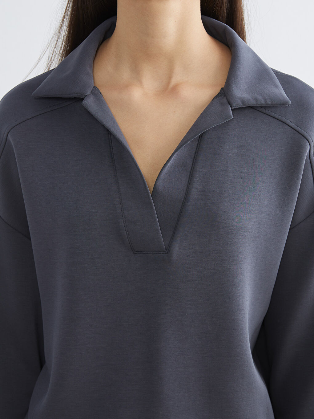 поло жағалы оверсайз әйелдерге арналған свитшот-2