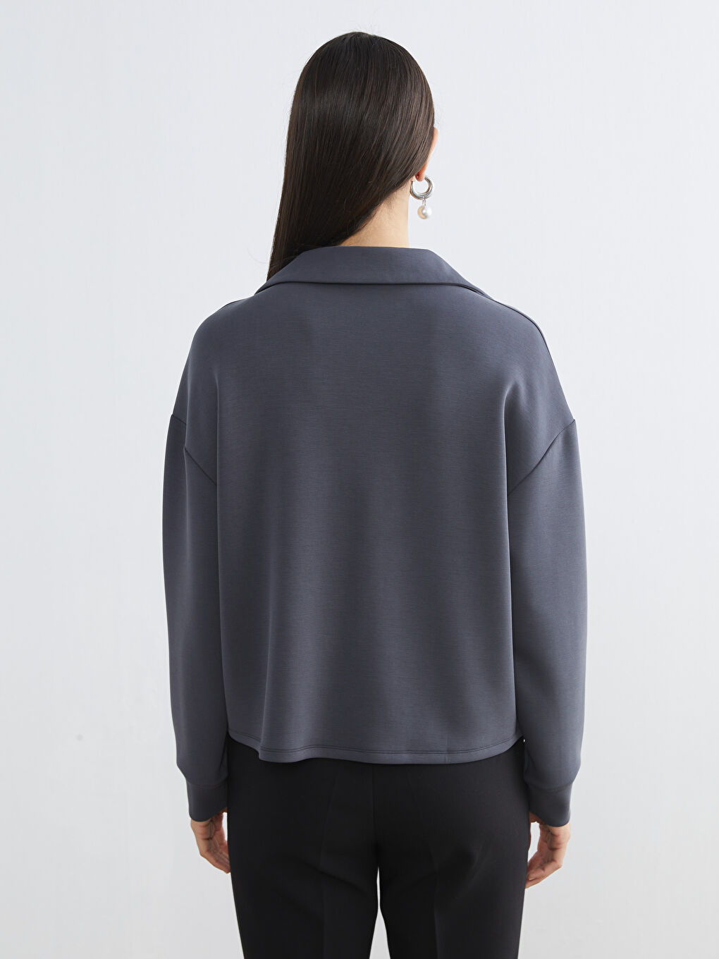 поло жағалы оверсайз әйелдерге арналған свитшот-3