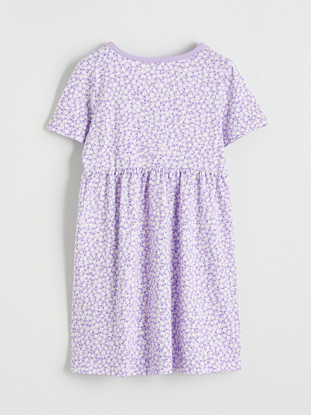 Lila Bisiklet Yaka Çiçekli Kız Çocuk Elbise-2