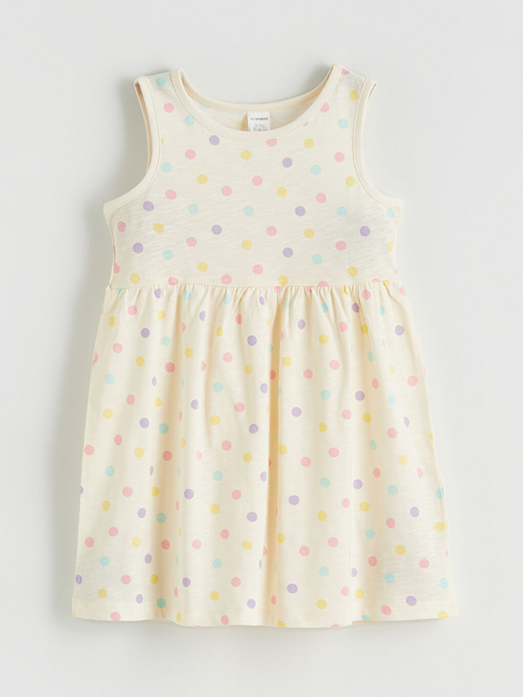 Ekru Bisiklet Yaka Kız Çocuk Elbise