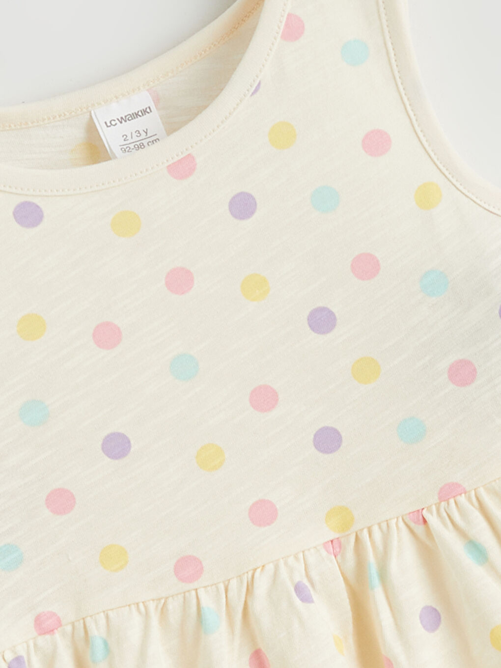 Ekru Bisiklet Yaka Kız Çocuk Elbise-1