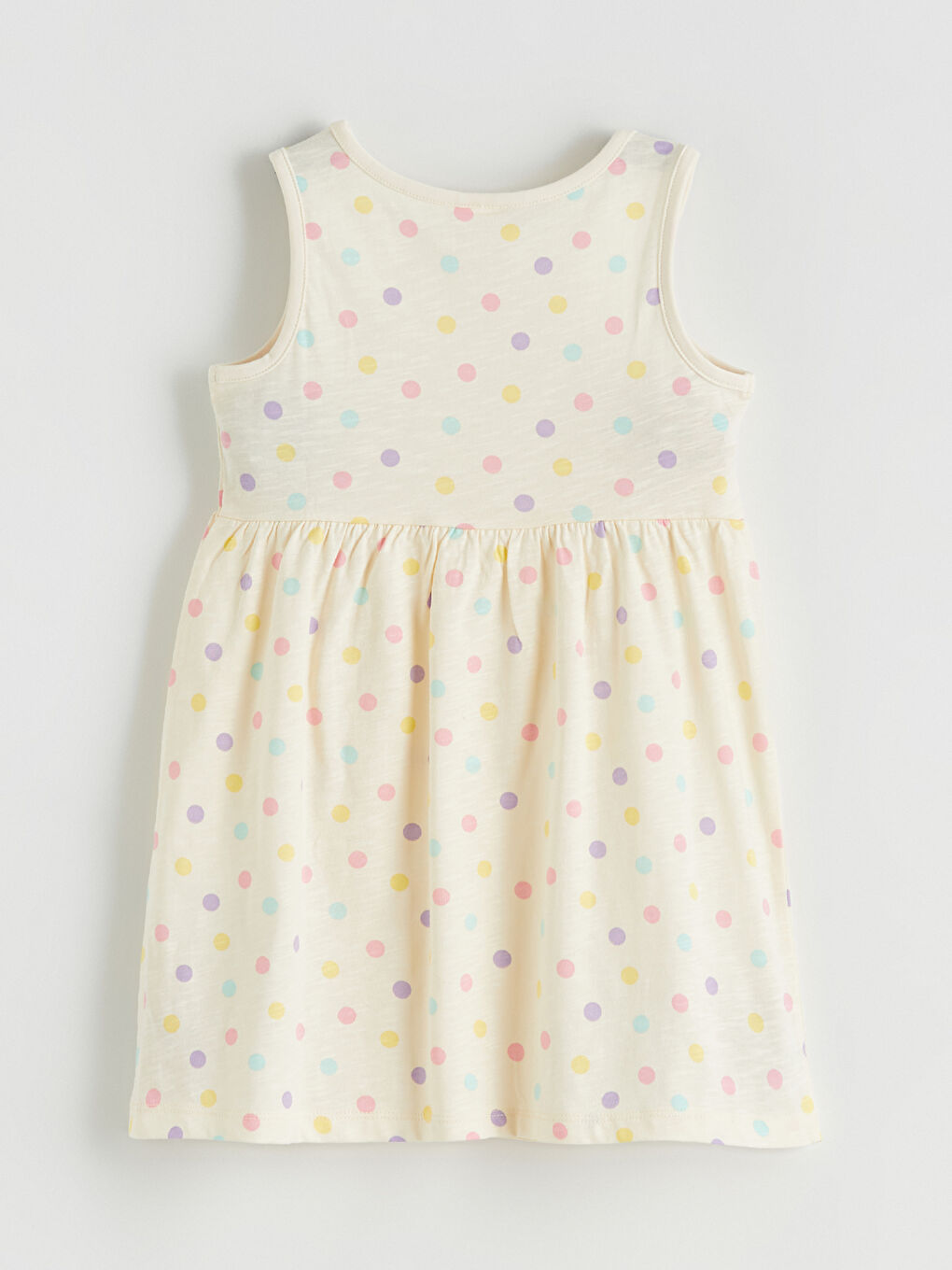 Ekru Bisiklet Yaka Kız Çocuk Elbise-2