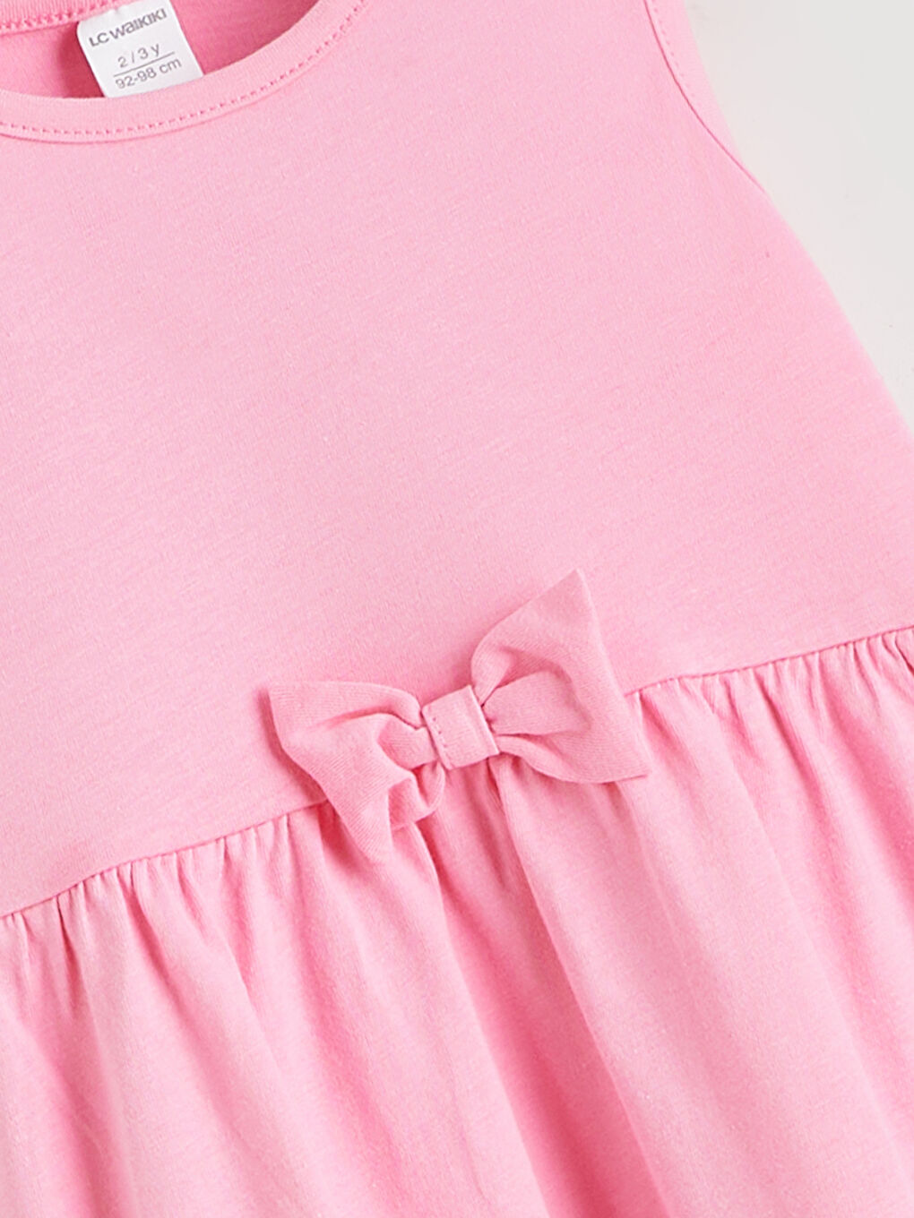 Pembe Fiyonk Detaylı Kız Çocuk Elbise-1