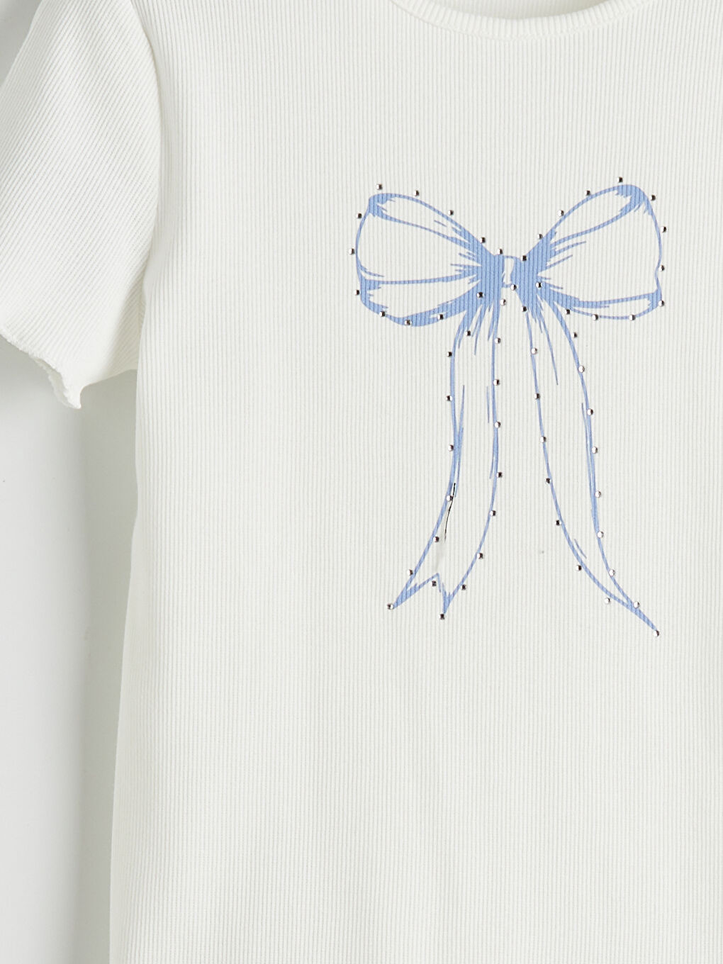 Ekru Fiyonk Baskılı Kız Çocuk Tişört-2