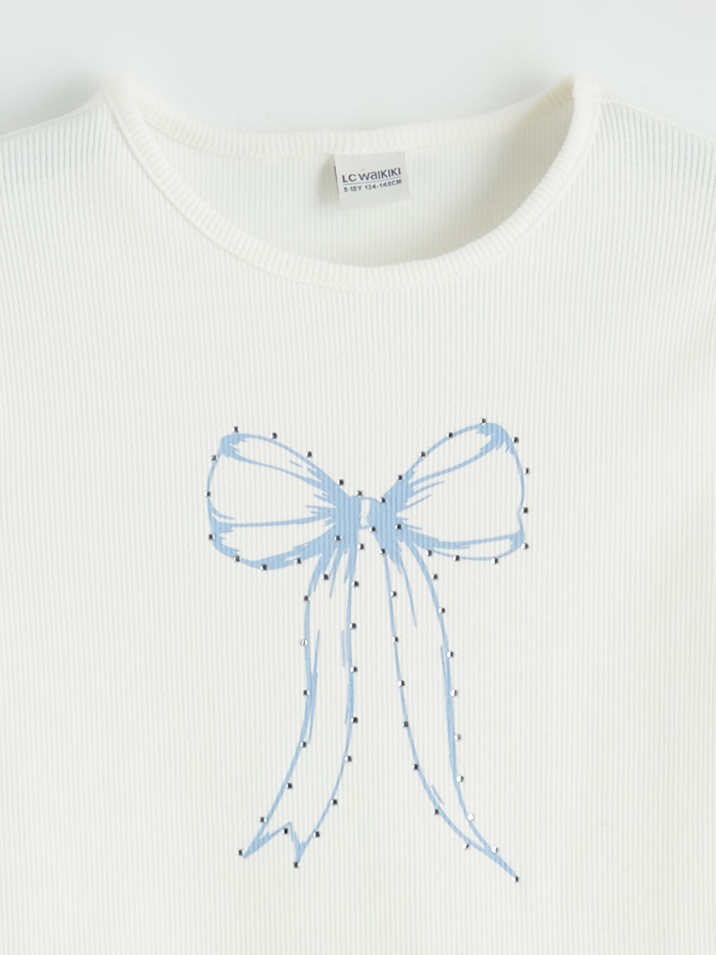 Ekru Fiyonk Baskılı Kız Çocuk Tişört-1