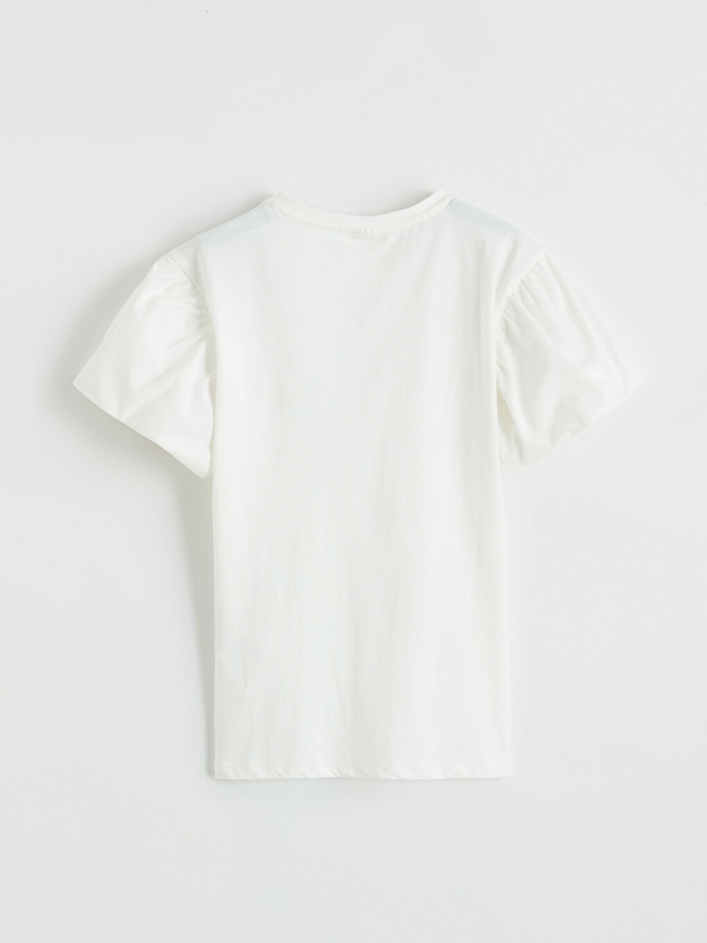 Ekru Bisiklet Yaka Taşlı Kız Çocuk Tişört-2