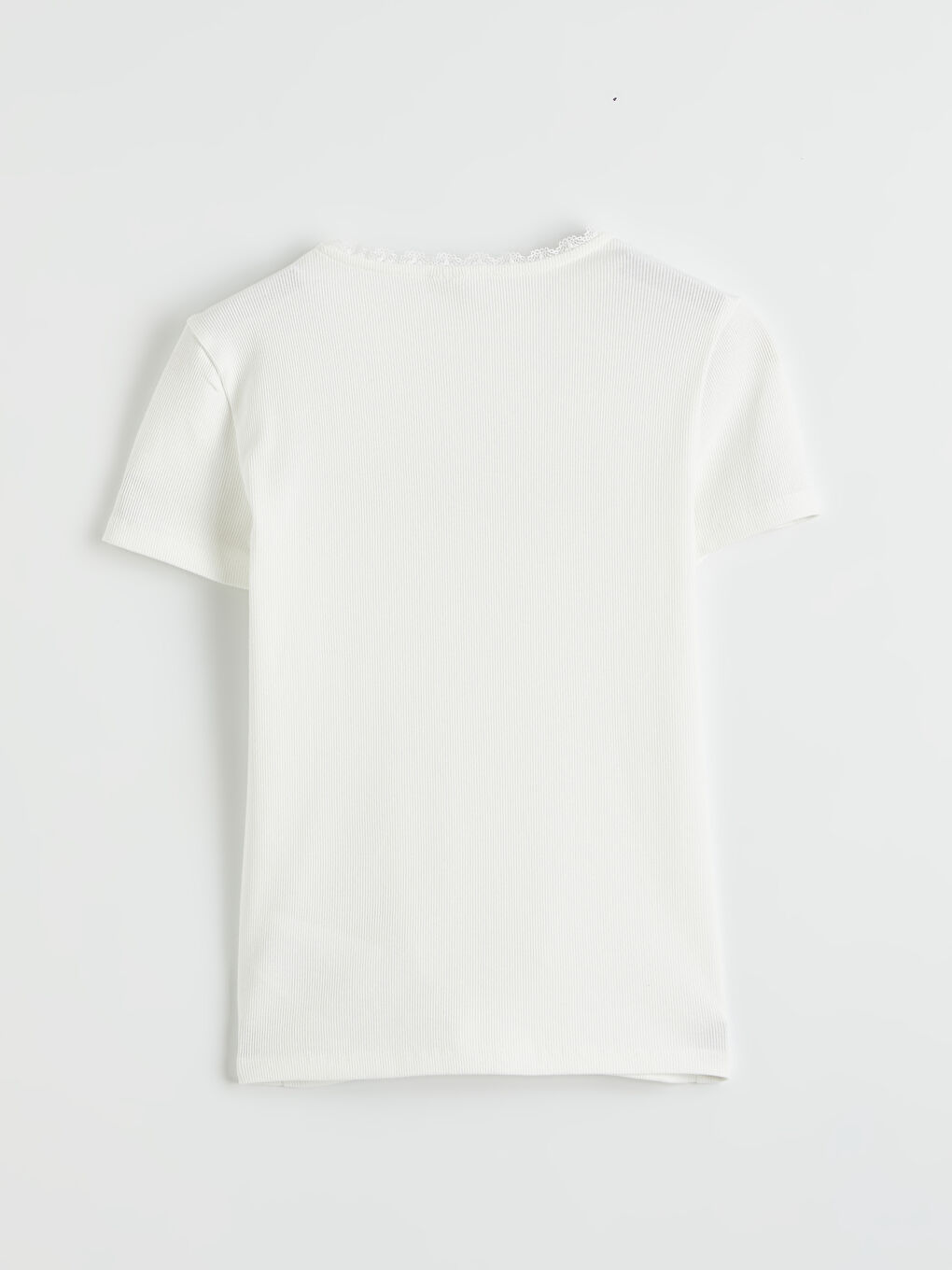 Ekru Bisiklet Yaka Baskılı Kız Çocuk Tişört-2