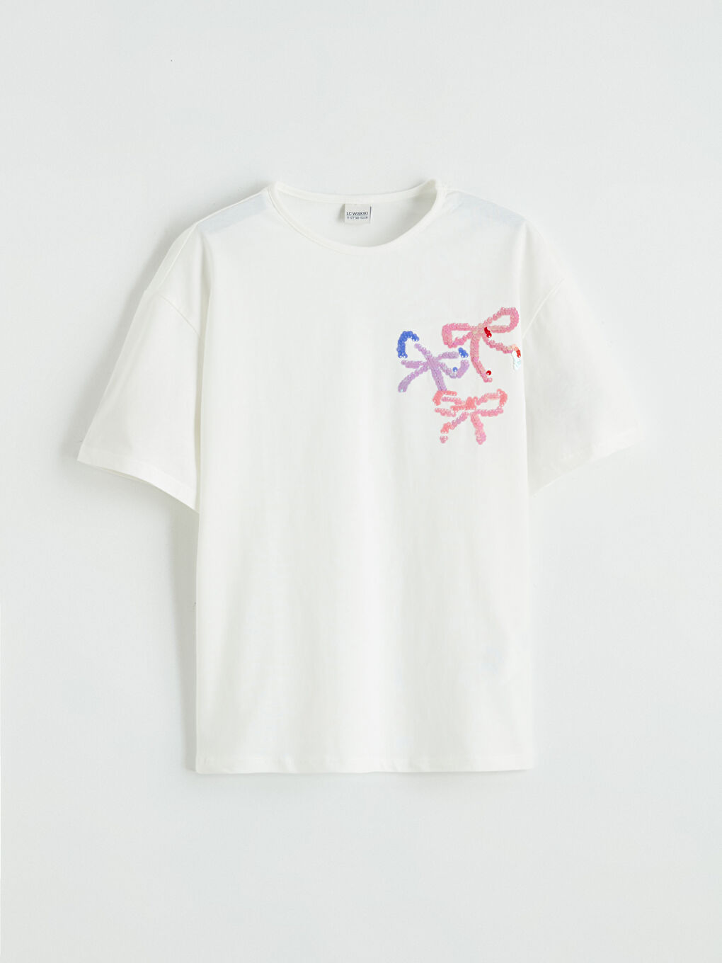 қыздарға арналған жылтыр кестеленген футболка-1